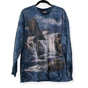 The Mountain Eagle Waterfall Long Sleeve Shirt Size M USA Made Tie Dye Nature